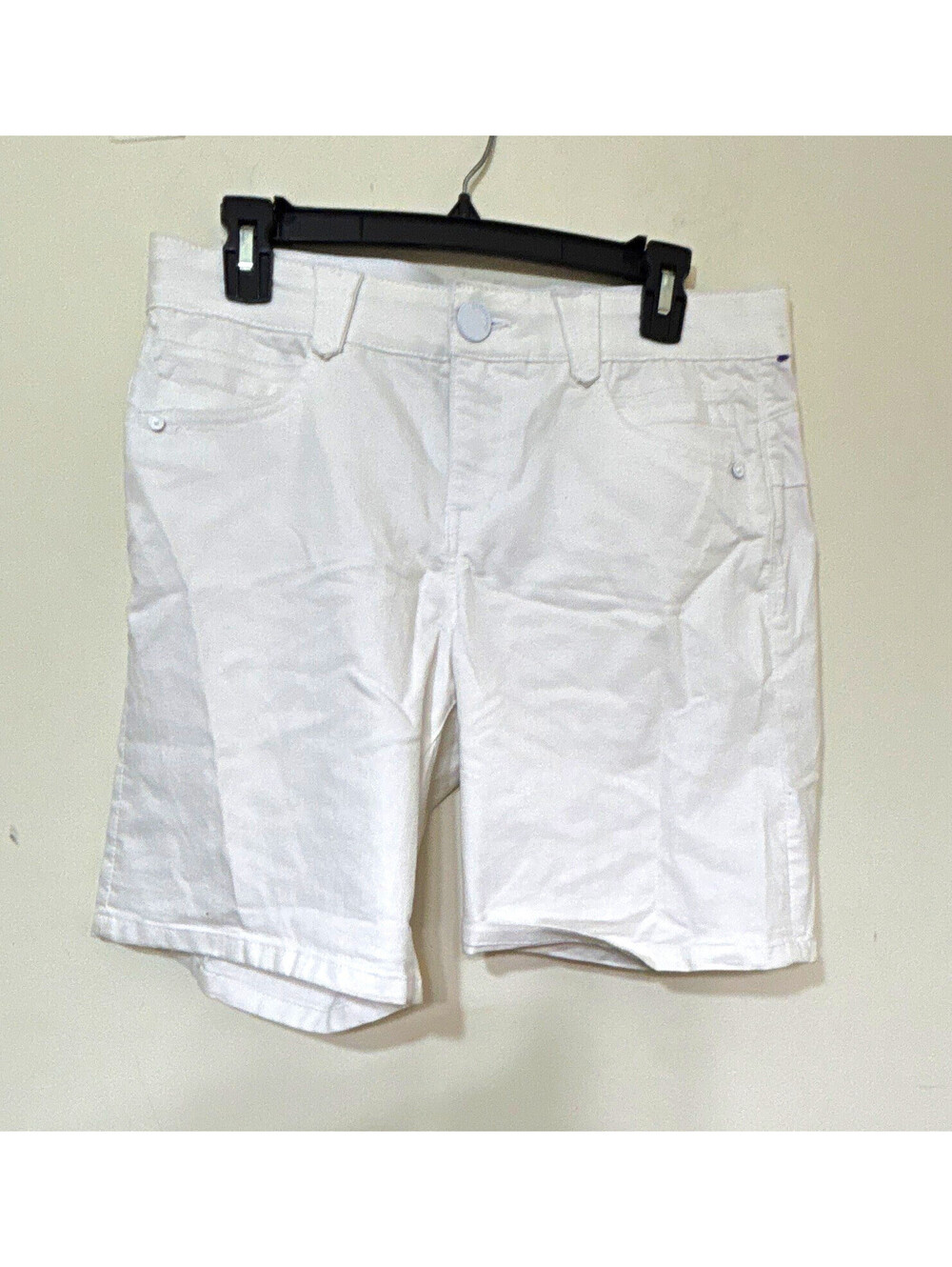 Democracy Ab Solution Women’s White Bermuda Denim Shorts Size 10 Mid Rise 10